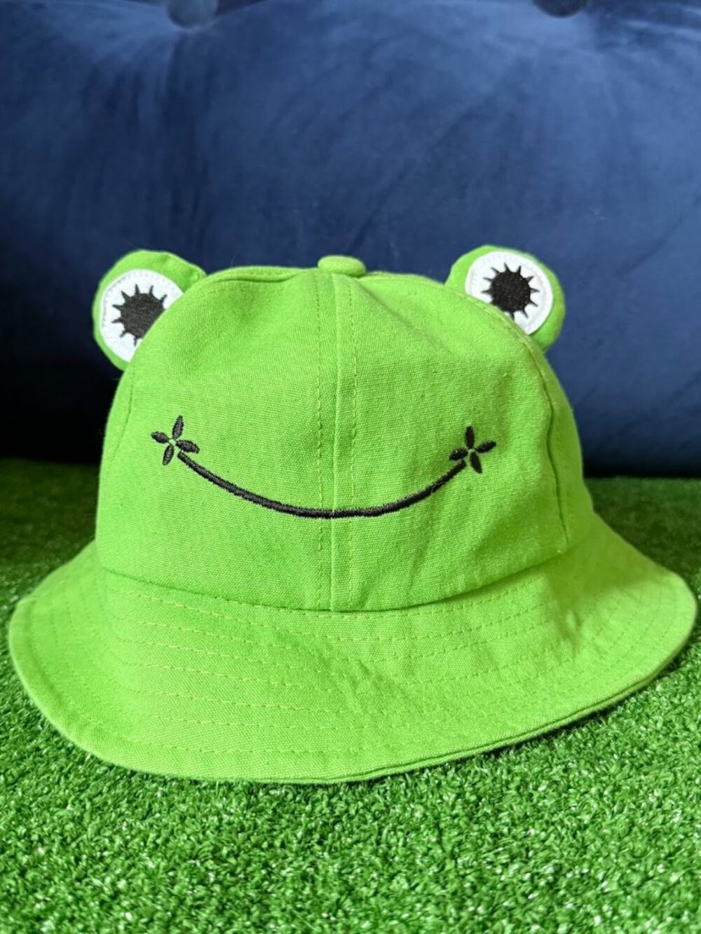 Frog Bucket Hat with 3D Eyes Novelty Green Hippie Festival Hat Adult OSFA Unisex